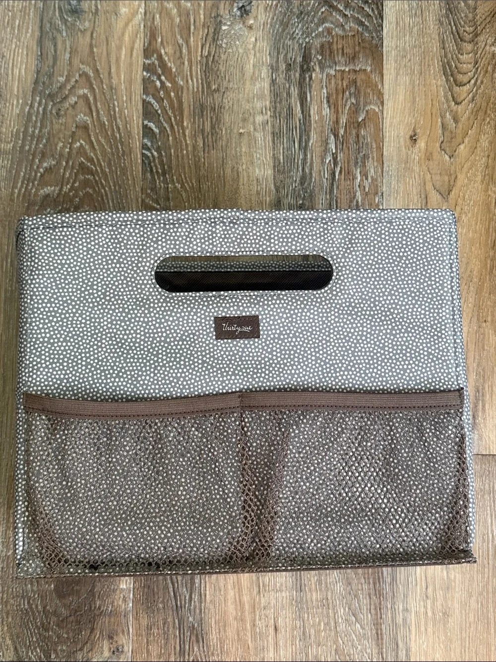 thirty-one Brown and Cream Dotted Organizer File Holder